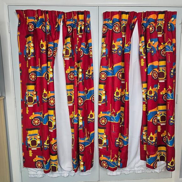 4 Vintage 70s Old Time Automobile Custom Pinch Pleat Curtain Panels Drapes 43x65 - Picture 4 of 16